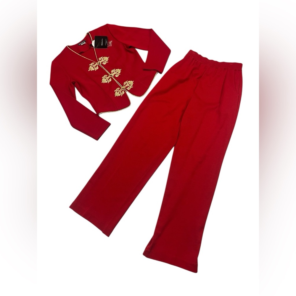 NWT Theomiles Vintage Holiday Red Wool Blend 2 Piece Set Size M